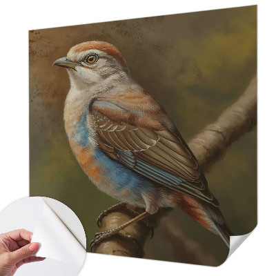 Peel and stick wall mural for living room featuring a bird portrait