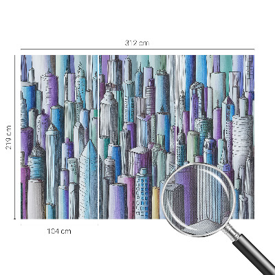 Peel and stick wall mural for kids' room with a city skyscrapers design