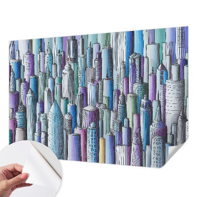 Peel and stick wall mural for kids' room with a city skyscrapers design