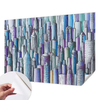 Peel and stick wall mural for kids' room City skyscrapers