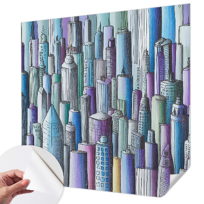 Peel and stick wall mural for kids' room City skyscrapers