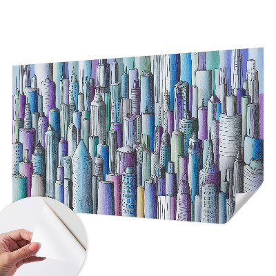 Peel and stick wall mural for kids' room with a city skyscrapers design