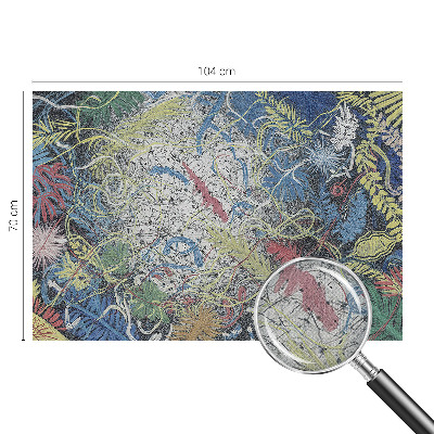 Nursery wall mural with a pattern of plant swirls