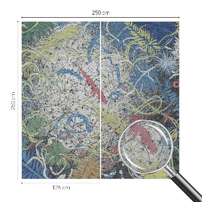 Nursery wall mural with a pattern of plant swirls