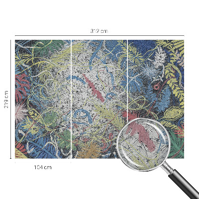 Nursery wall mural with a pattern of plant swirls