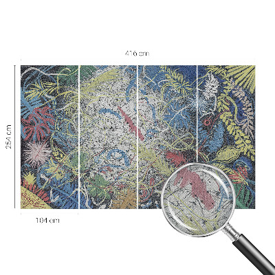Nursery wall mural with a pattern of plant swirls