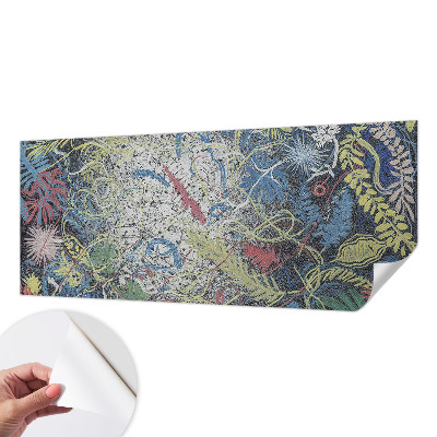 Nursery wall mural with a pattern of plant swirls