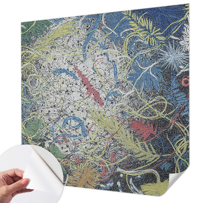 Nursery wall mural with a pattern of plant swirls