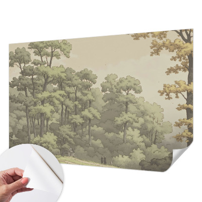 Baby room wall mural with a forest idyll design
