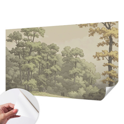 Baby room wall mural with a forest idyll design