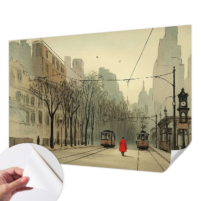 Peel and stick wallpaper mural with an urban symmetry design
