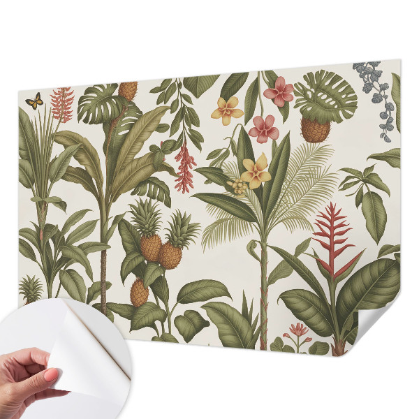 Self-adhesive wall mural with an exotic nature motif