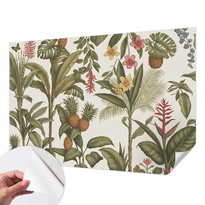 Self-adhesive wall mural with an exotic nature motif