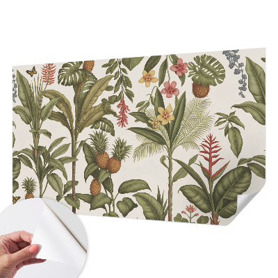 Self-adhesive wall mural with an exotic nature motif