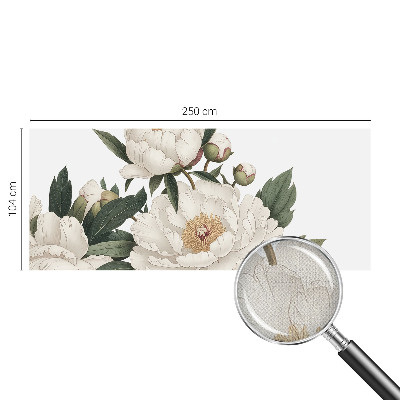 Stick-on wall mural with white peonies