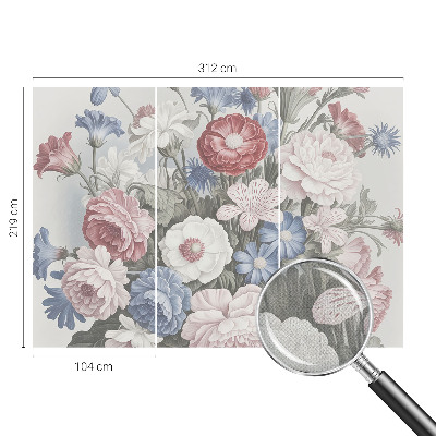 Removable wall mural with a colorful bouquet design