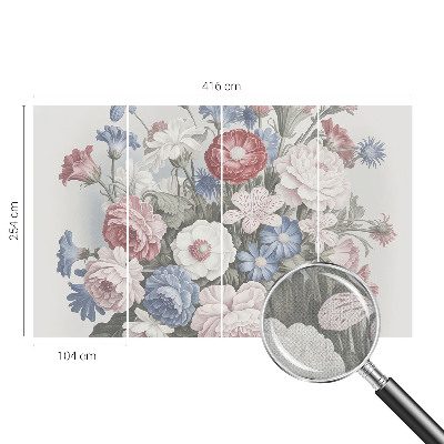 Removable wall mural with a colorful bouquet design
