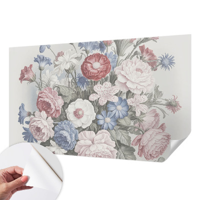 Removable wall mural with a colorful bouquet design