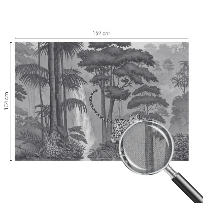 Removable wall mural wallpaper with a tropical jungle design