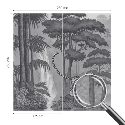 Removable wall mural wallpaper with a tropical jungle design