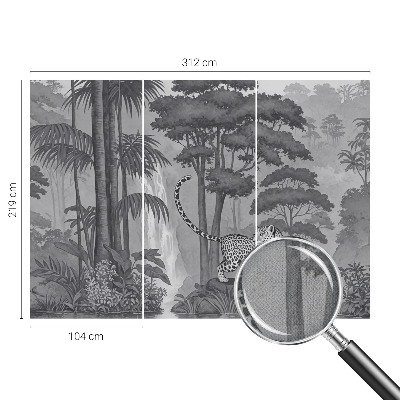 Removable wall mural wallpaper with a tropical jungle design