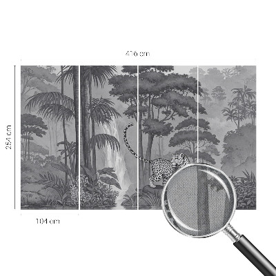 Removable wall mural wallpaper with a tropical jungle design