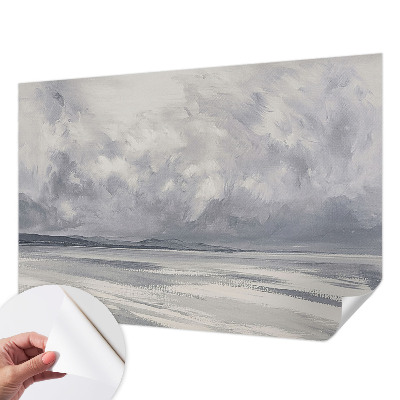 Peel and stick wall mural with a storm on the horizon design for living rooms