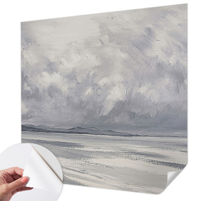 Peel and stick wall mural with a storm on the horizon design for living rooms