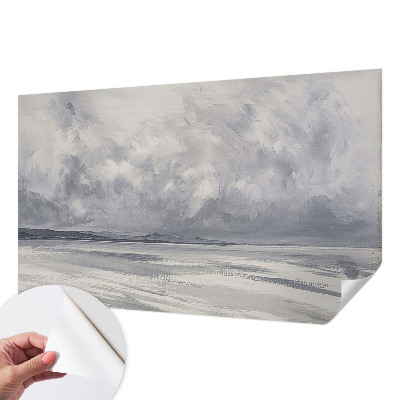 Peel and stick wall mural with a storm on the horizon design for living rooms