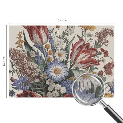 Peel and stick wall mural for kids' room with a flower bouquet design