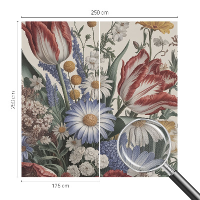 Peel and stick wall mural for kids' room with a flower bouquet design