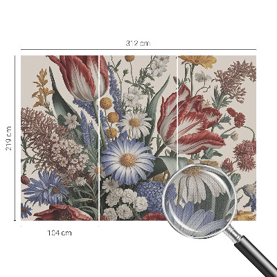 Peel and stick wall mural for kids' room with a flower bouquet design
