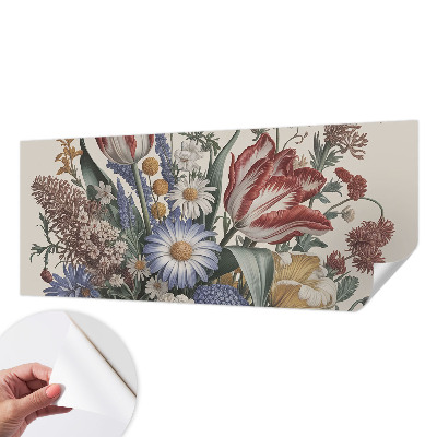 Peel and stick wall mural for kids' room with a flower bouquet design