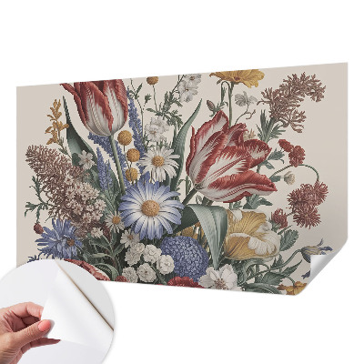 Peel and stick wall mural for kids' room with a flower bouquet design