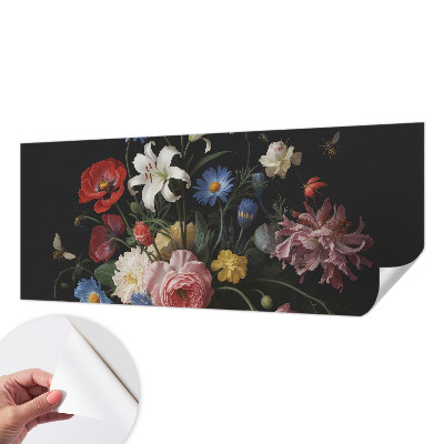Nursery wall mural with a floral and insect design
