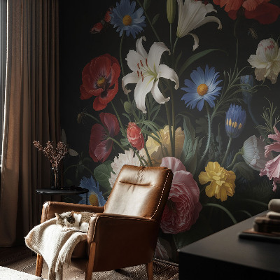 Nursery wall mural Flowers with insects