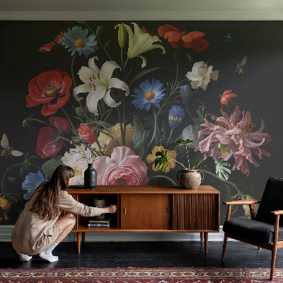 Nursery wall mural Flowers with insects
