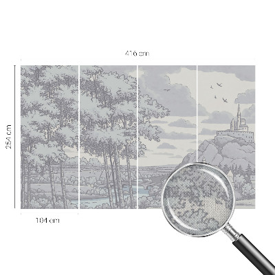 3D photo wallpaper mural with a fairytale landscape scene