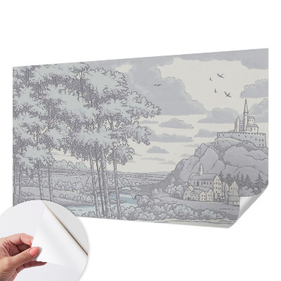 3D photo wallpaper mural with a fairytale landscape scene
