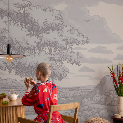3D photo wallpaper mural with a fairytale landscape scene