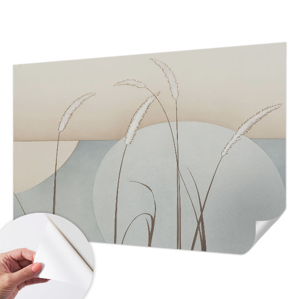 Baby room wall mural with a gentle grasses design
