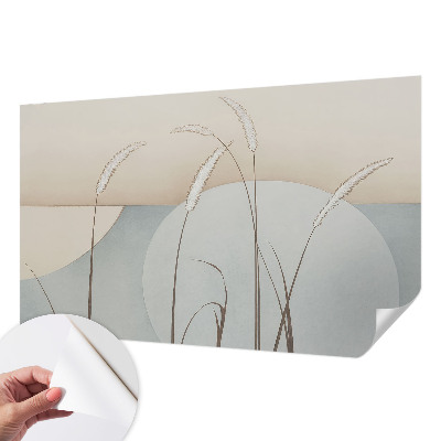 Baby room wall mural with a gentle grasses design
