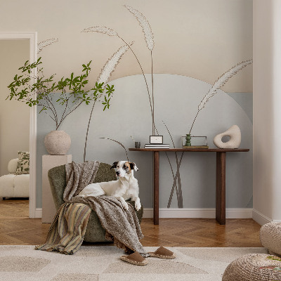 Baby room wall mural with a gentle grasses design