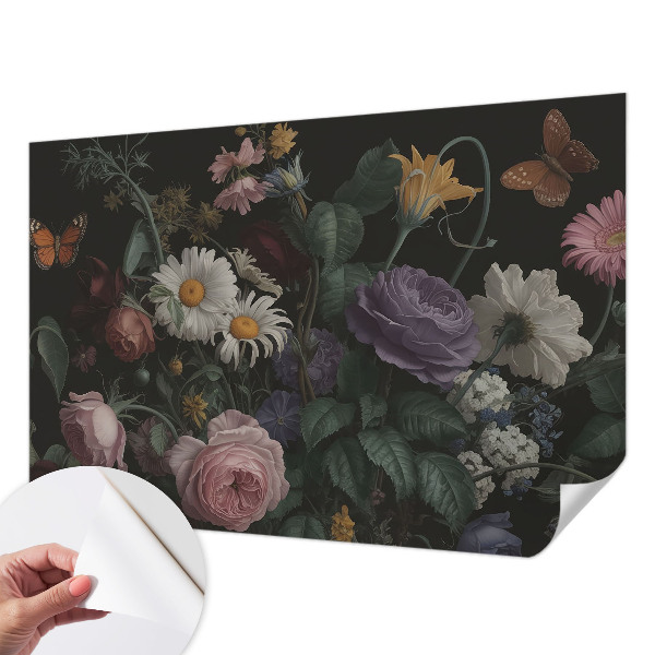 Peel and stick wallpaper mural with a floral elegant pattern