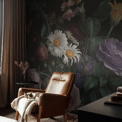 Peel and stick wallpaper mural with a floral elegant pattern