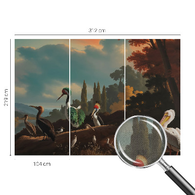 Peel and stick wall mural with a picturesque bird motif