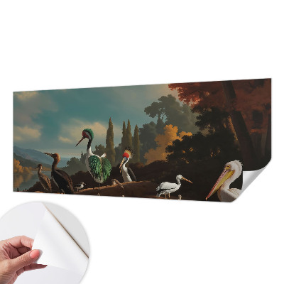 Peel and stick wall mural with a picturesque bird motif