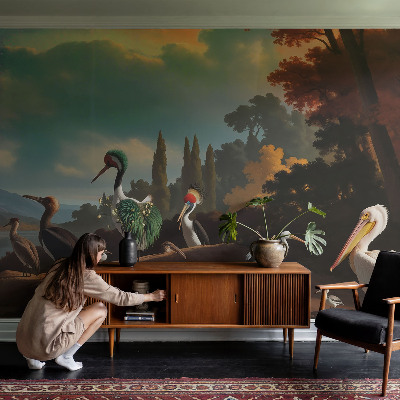 Peel and stick wall mural Picturesque birds
