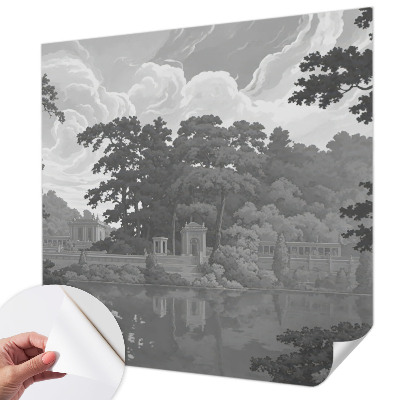 Self-adhesive wall mural featuring a natural landscape