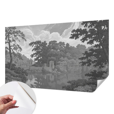 Self-adhesive wall mural featuring a natural landscape